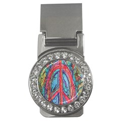 Artistic Psychedelic Hippie Peace Sign Trippy Money Clips (cz)  by Bedest