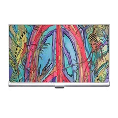 Artistic Psychedelic Hippie Peace Sign Trippy Business Card Holder by Bedest