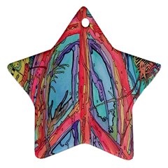 Artistic Psychedelic Hippie Peace Sign Trippy Star Ornament (two Sides)