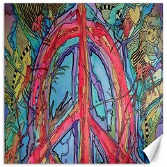 Artistic Psychedelic Hippie Peace Sign Trippy Canvas 16  X 16  by Bedest