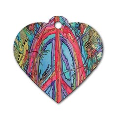 Artistic Psychedelic Hippie Peace Sign Trippy Dog Tag Heart (two Sides) by Bedest