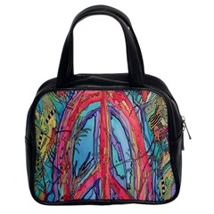 Artistic Psychedelic Hippie Peace Sign Trippy Classic Handbag (two Sides) by Bedest