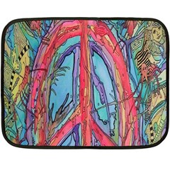 Artistic Psychedelic Hippie Peace Sign Trippy Two Sides Fleece Blanket (mini) by Bedest