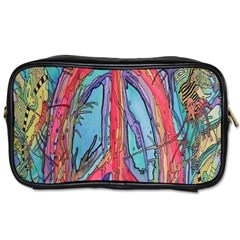 Artistic Psychedelic Hippie Peace Sign Trippy Toiletries Bag (two Sides) by Bedest