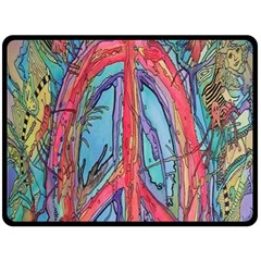 Artistic Psychedelic Hippie Peace Sign Trippy Fleece Blanket (large) by Bedest