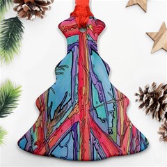 Artistic Psychedelic Hippie Peace Sign Trippy Ornament (christmas Tree) 