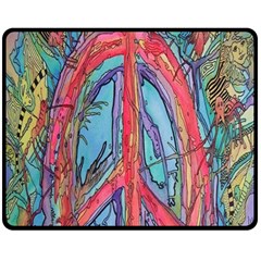 Artistic Psychedelic Hippie Peace Sign Trippy Two Sides Fleece Blanket (medium) by Bedest