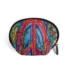 Artistic Psychedelic Hippie Peace Sign Trippy Accessory Pouch (small) by Bedest