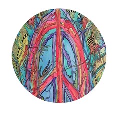 Artistic Psychedelic Hippie Peace Sign Trippy Mini Round Pill Box by Bedest