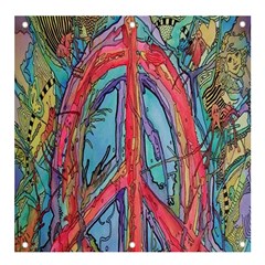 Artistic Psychedelic Hippie Peace Sign Trippy Banner And Sign 4  X 4  by Bedest