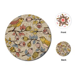 Seamless Pattern With Flower Bird Playing Cards Single Design (round)