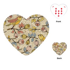 Seamless Pattern With Flower Bird Playing Cards Single Design (heart)