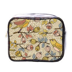 Seamless Pattern With Flower Bird Mini Toiletries Bag (one Side) by Bedest