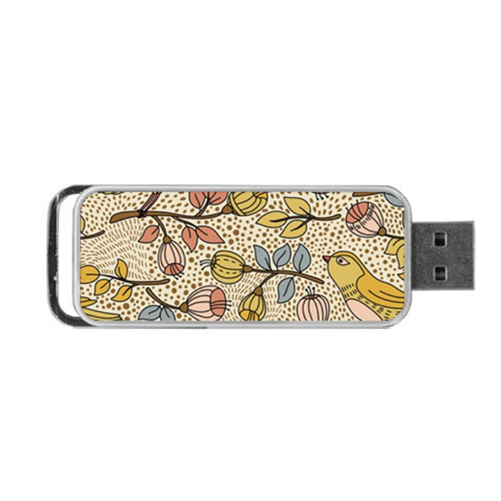 Seamless Pattern With Flower Bird Portable USB Flash (One Side)