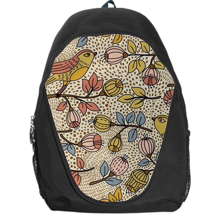 Seamless Pattern With Flower Bird Backpack Bag