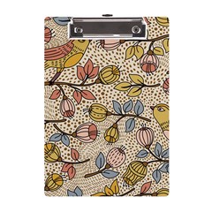 Seamless Pattern With Flower Bird A5 Acrylic Clipboard by Bedest