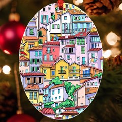 Menton Old Town France Uv Print Acrylic Ornament Oval by Bedest