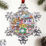 Menton Old Town France Metal Large Snowflake Ornament Front