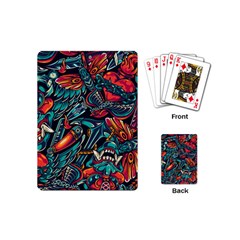 Vintage Tattoos Colorful Seamless Pattern Playing Cards Single Design (mini)