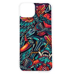 Vintage Tattoos Colorful Seamless Pattern Iphone 15 Tpu Uv Print Case