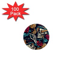 Vintage Art Tattoos Colorful Seamless Pattern 1  Mini Magnets (100 pack) 