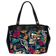 Vintage Art Tattoos Colorful Seamless Pattern Oversize Office Handbag (2 Sides)