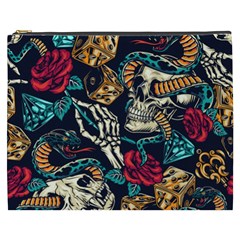 Vintage Art Tattoos Colorful Seamless Pattern Cosmetic Bag (XXXL)