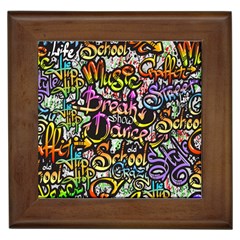 Graffiti Word Seamless Pattern Framed Tile by Bedest