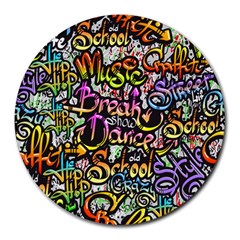 Graffiti Word Seamless Pattern Round Mousepad by Bedest