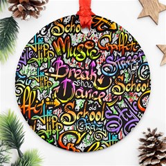 Graffiti Word Seamless Pattern Round Ornament (two Sides)