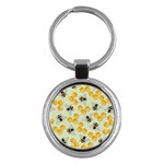 Bees Pattern Honey Bee Bug Honeycomb Honey Beehive Key Chain (Round) Front