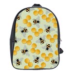 Bees Pattern Honey Bee Bug Honeycomb Honey Beehive School Bag (Large) Front