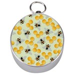 Bees Pattern Honey Bee Bug Honeycomb Honey Beehive Silver Compasses Front