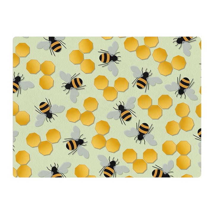 Bees Pattern Honey Bee Bug Honeycomb Honey Beehive Two Sides Premium Plush Fleece Blanket (Mini)