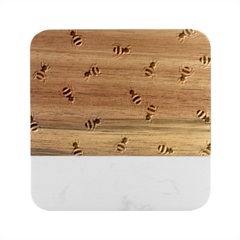 Bees Pattern Honey Bee Bug Honeycomb Honey Beehive Marble Wood Coaster (square) by Bedest