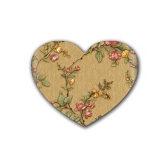 Flowers, Branches, Desenho, Edge, Leaves Rubber Coaster (heart) by kyorashop23