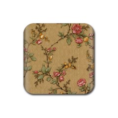 Flowers, Branches, Desenho, Edge, Leaves Rubber Coaster (square) by kyorashop23