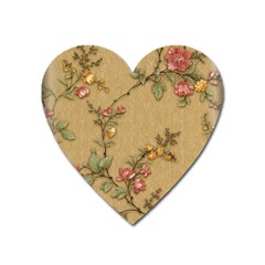 Flowers, Branches, Desenho, Edge, Leaves Heart Magnet by kyorashop23