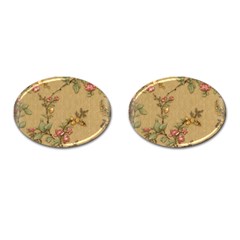 Flowers, Branches, Desenho, Edge, Leaves Cufflinks (oval) by kyorashop23