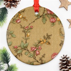 Flowers, Branches, Desenho, Edge, Leaves Round Ornament (two Sides)