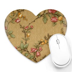 Flowers, Branches, Desenho, Edge, Leaves Heart Mousepad by kyorashop23