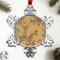 Flowers, Branches, Desenho, Edge, Leaves Metal Small Snowflake Ornament by kyorashop23