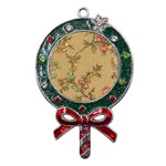 Flowers, Branches, Desenho, Edge, Leaves Metal X Mas Lollipop with Crystal Ornament Front