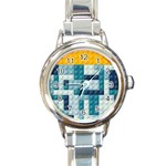 Lego, Background, Dots Round Italian Charm Watch Front