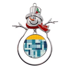 Lego, Background, Dots Metal Snowman Ornament