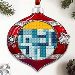 Lego, Background, Dots Metal Snowflake And Bell Red Ornament