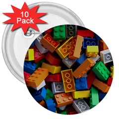 Lego, Toy Block, Colorfulness, Kids 3  Buttons (10 Pack)  by kyorashop23