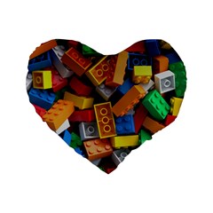 Lego, Toy Block, Colorfulness Standard 16  Premium Flano Heart Shape Cushions by kyorashop23