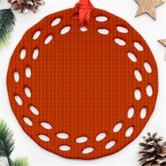 Orange Lego Texture Macro, Orange Dots Background Round Filigree Ornament (two Sides)