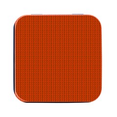 Orange Lego Texture Macro, Orange Dots Background Square Metal Box (black) by kyorashop23